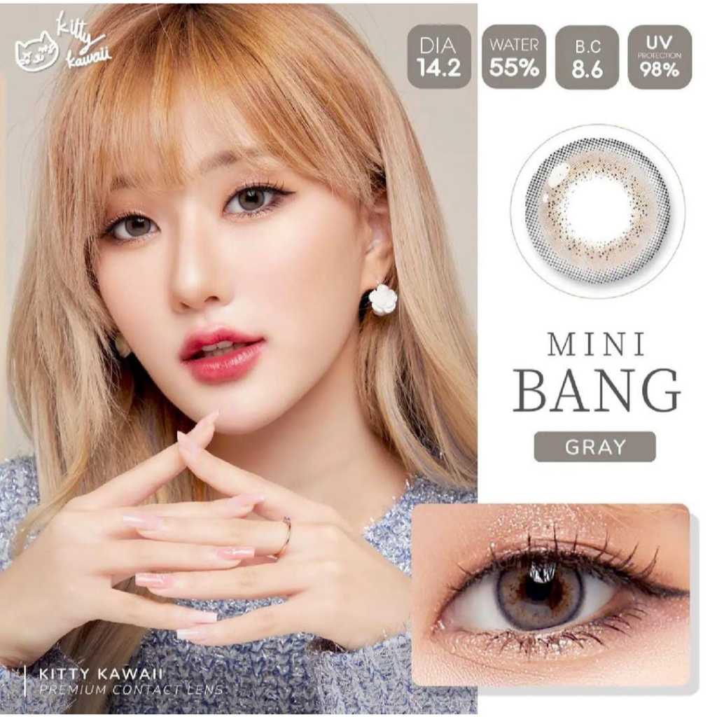 SOFTLENS NATURAL KOREA KITTY KAWAII MINI BANG BROWN GREY MINUS KADAR AIR TINGGI TERMURAH