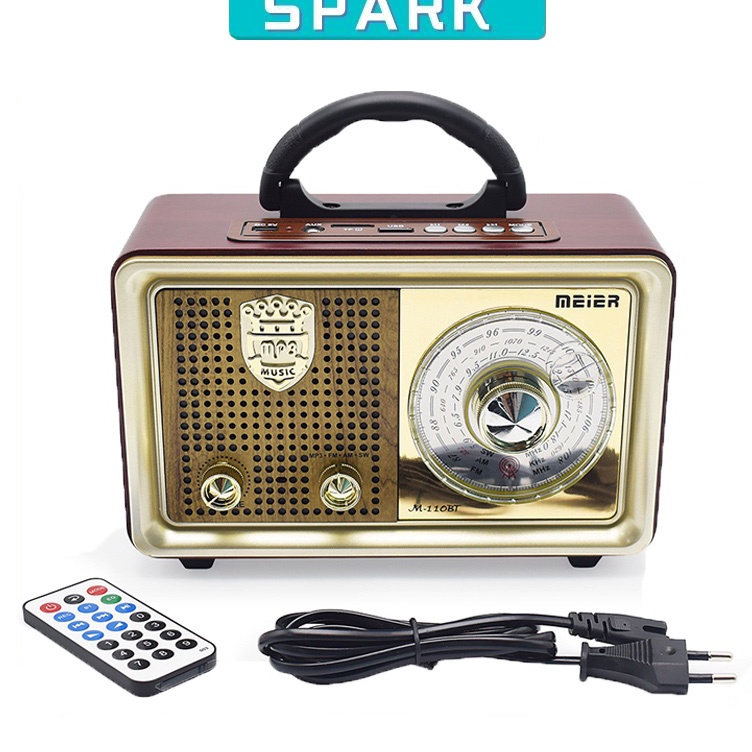 KODE F38E Radio Portabel 11BTS111BTS Retro FMAMSW Radio Speaker System dengan BT USB TF Card Player 