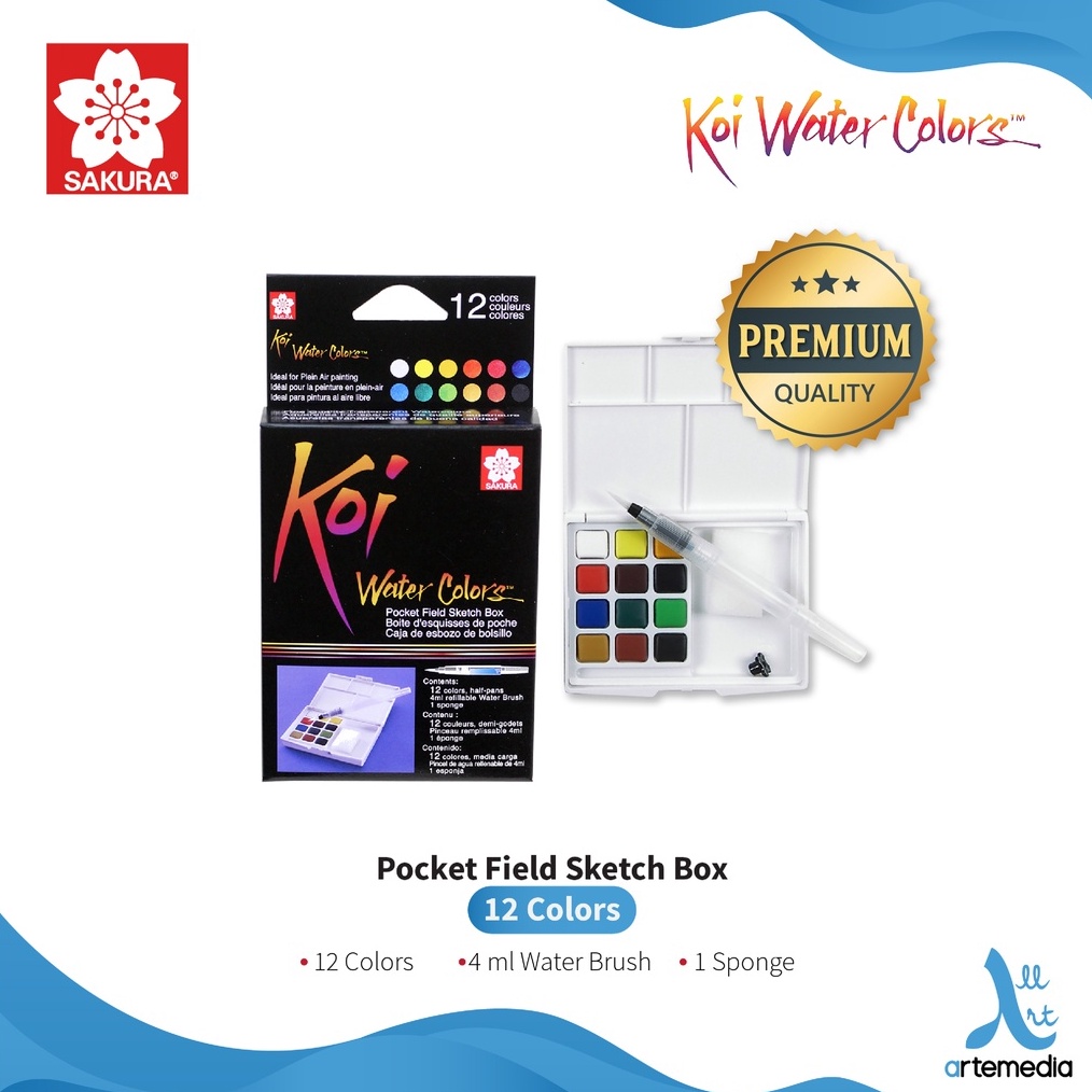 

KODE I56E Sakura Koi Watercolor 12 Pocket Field Sketch Box