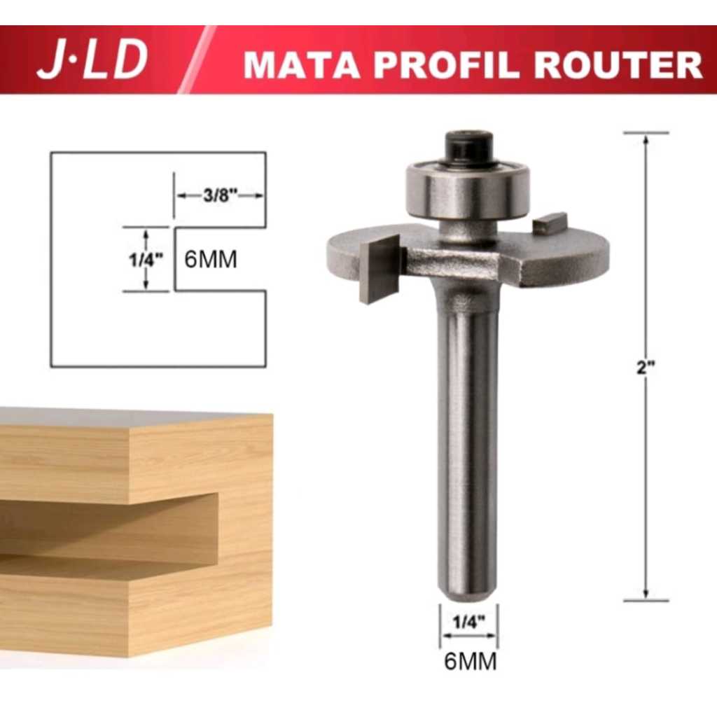 JLD 6mm mata router Mata Profil router bit Trimmer bit sambungan kayu panel pintu slot