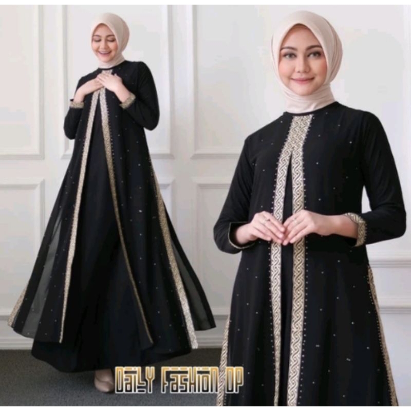 Gamis Turkey 1270 Abaya hitam mewah Elegan
