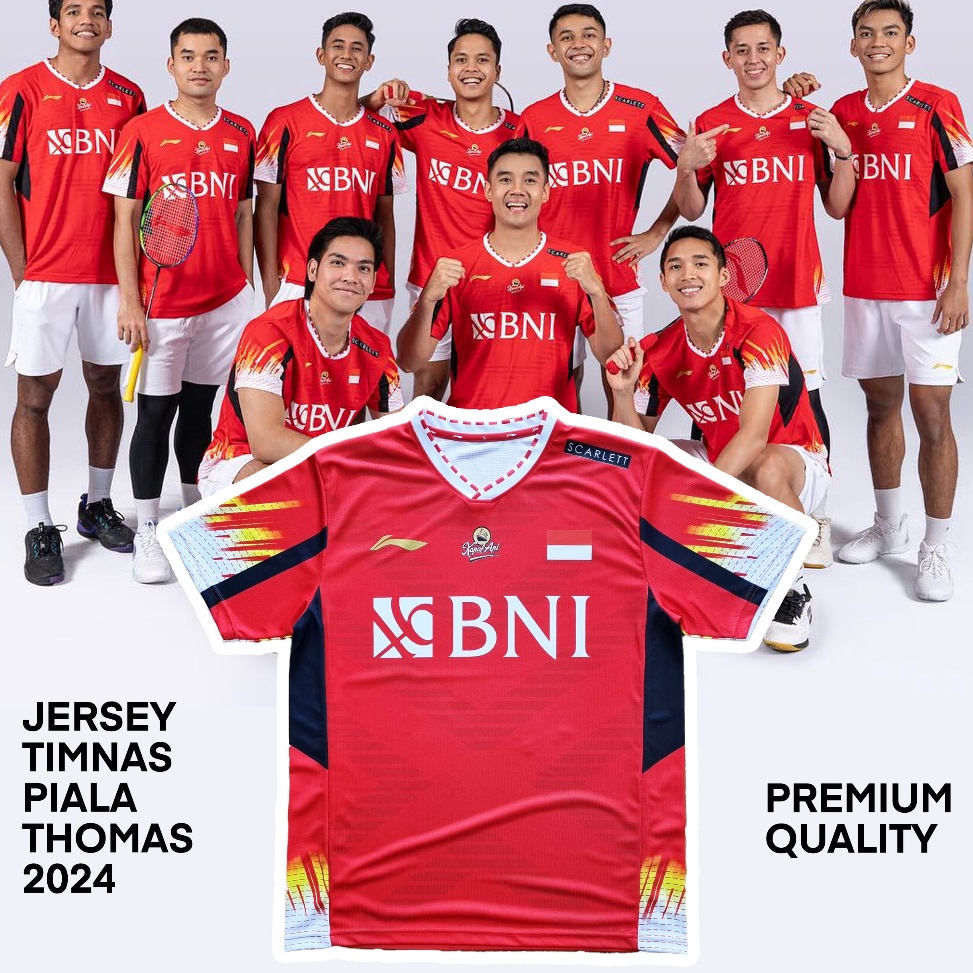 KODE W4D Kaos Jersey Badminton Tim Piala Thomas Indonesia 224 Bulu Tangkis free nameset