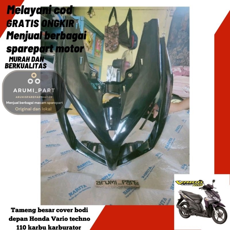 Tameng Panel Depan Vario Techno 110 Cbs Cover Lampu Depan Vario Techno 110 karbu karbulator hitam