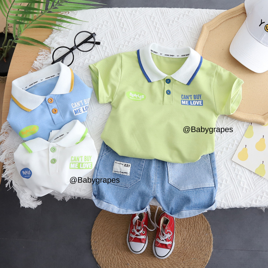 PROMO 7.7 BabyGrapes Setelan Baju Polo Anak Laki Laki/Set Baju Anak Laki-laki Import/Setelan Baju An