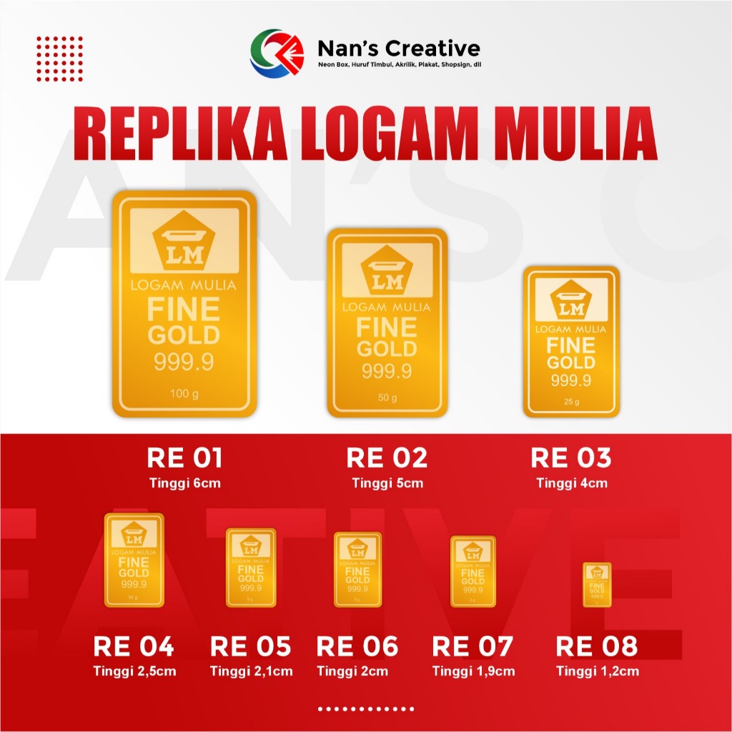 REPLIKA LOGAM MULIA/Logam mulia akrilik/Logam mulia mahar