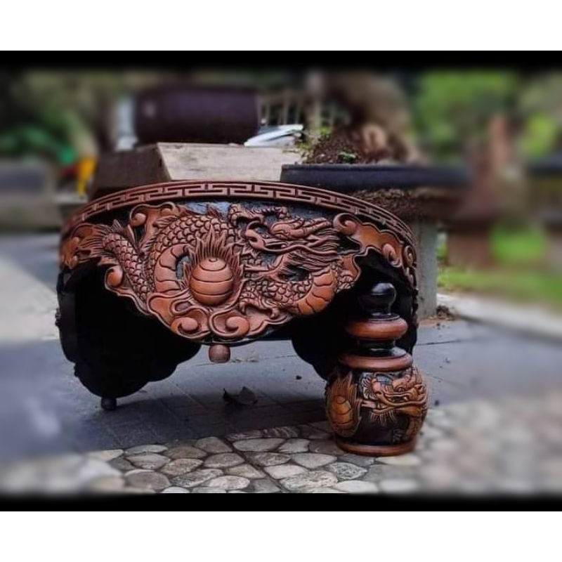 tebok lovebird ukir, bahan kayu jati