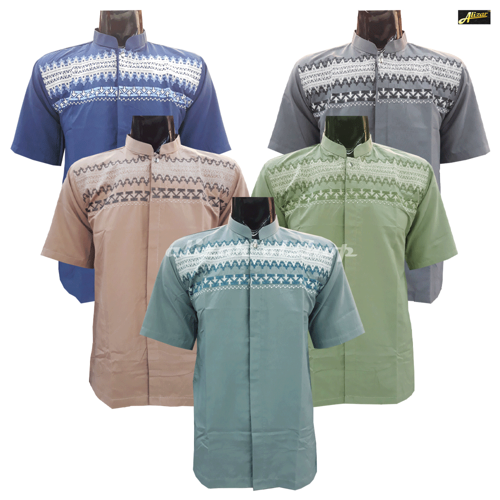 Baju Koko Bordir  Pria, Baju Koko Muslim Dewasa, Koko Bordir Pria Lengan Pendek