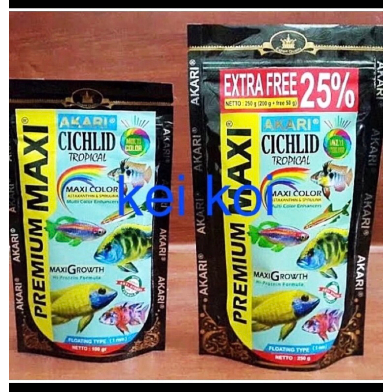 AKARI PREMIUM CICHLID 250 GRAM MAXI BLUE RED YELLOW