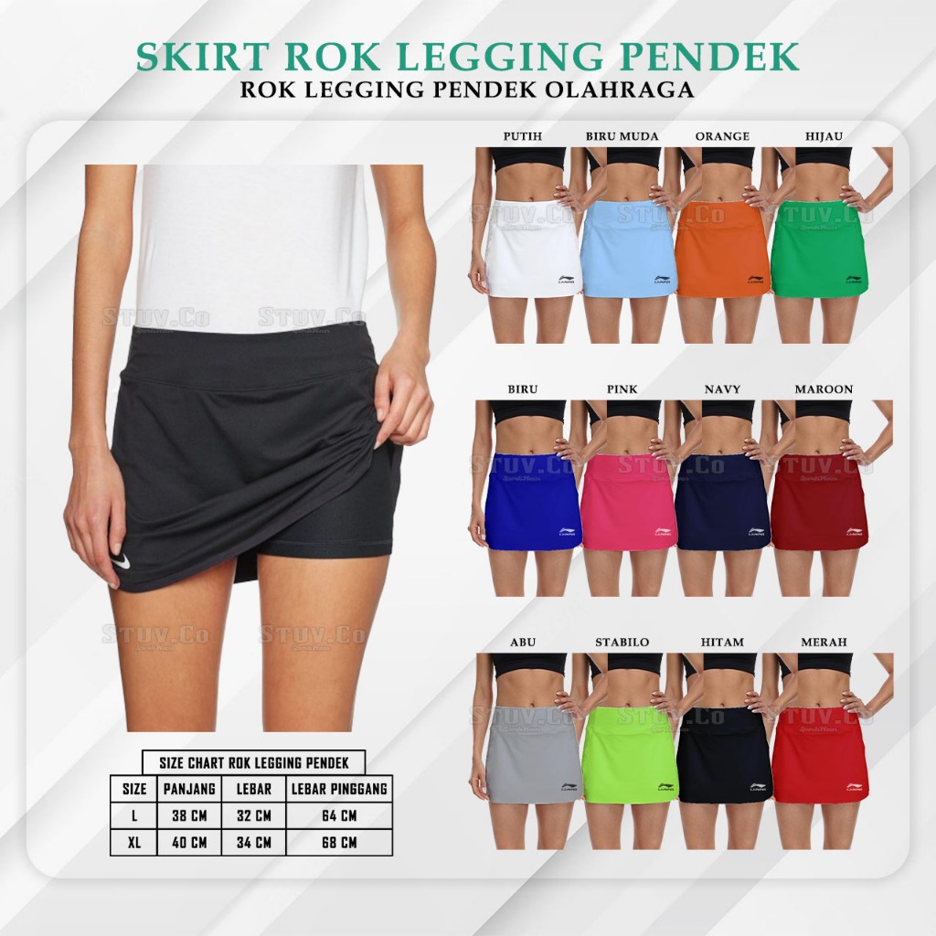 2in1 Skirt Rok Legging Pendek Rok Legging Pendek Wanita Senam Aerobik Sepeda