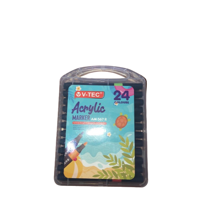 

V-TEC ACRYLIC MARKER AM 367 R 24 COLOUR - CAT AKRILIK BENTUK SPIDOL