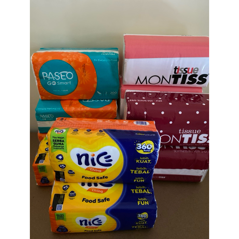 Tissue Montiss 250 Sheet, Paseo 200 Sheet, Nice 180 Sheet