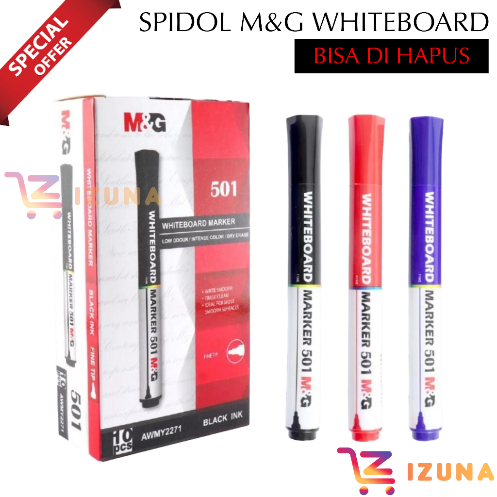 

IZ - ATK008 SPIDOL M&G WHITEBOARD MARKER / M&G SPIDL WHITEBOARD MARKER 501 / SPIDOL PAPAN TULIS BISA DI HAPUS / WHITEBOARD MARKER / MARKER PAPAN TULIS NON PERMANENT