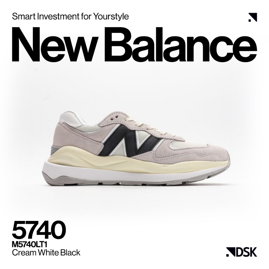 New Balance 5740 M5740LT1 Cream White Black 100% Original Sneakers Casual Pria Wanita Sepatu Ori Mur