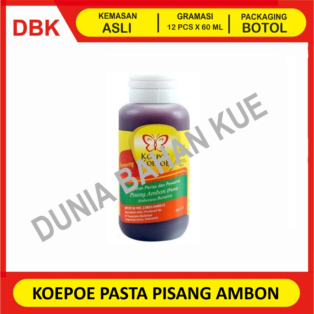 

KOEPOE KUPU PASTA PERISA PISANG AMBON 60 ML - 1 LUSIN 12 PCS / PASTA PERISA PISANG AMBON