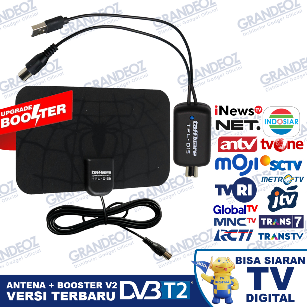 Antena TV Digital Taffware TFL D139 High Gain 25-dB Indoor / Outdoor Analog TV Tabung Set Top Box ST