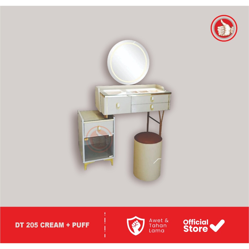 JEMPOL FURNITURE II MEJA RIAS LAMPU LED/DRESSING TABLE DT 205 / 216 / 217 ABU-ABU/CREAM/MARBLE/WALNU