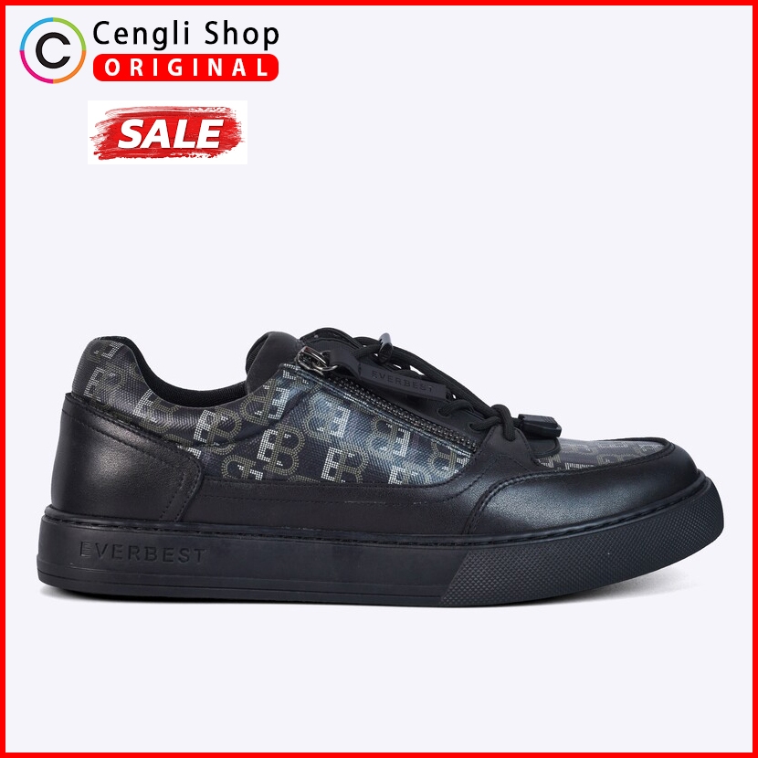 EVERBEST SEPATU SNEAKER KASUAL PRIA ORIGINAL KULIT ASLI ORI SNEAKERS CASUAL KETS LOGO EVERBEST EB IC