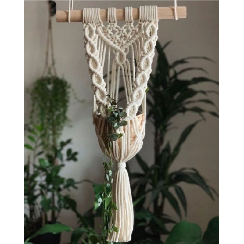 macrame plant hanger, macrame pot bunga, gantungan pot bunga
