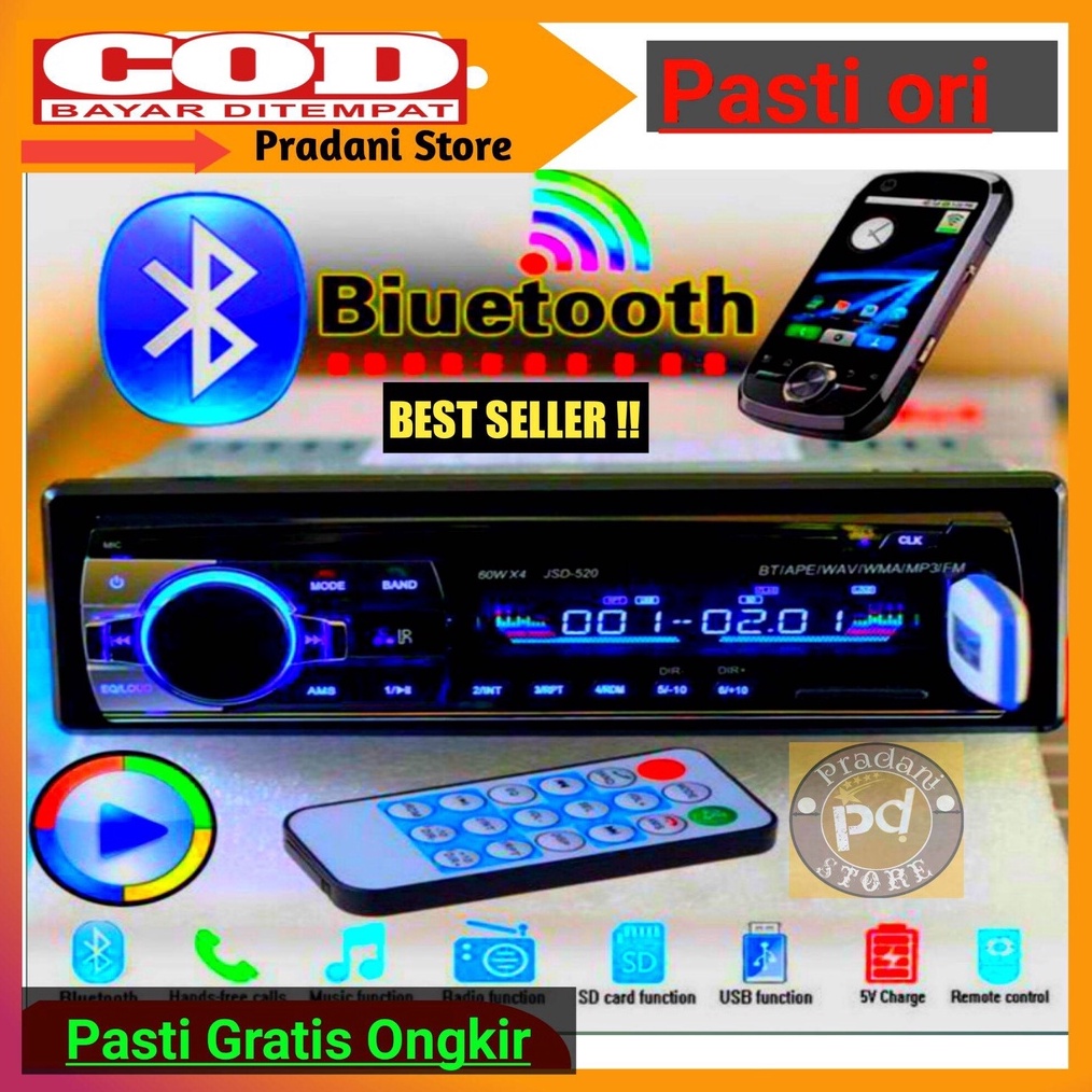 KODE B68L Tape Audio Mobil Multifungsi Bluetooth USB FM RADIO Fm single din jds 52 tipe mobil murah 