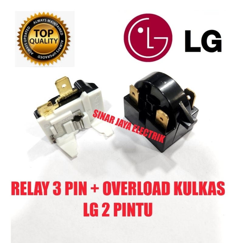 RELAY 3 PIN + PTC OVERLOAD KULKAS LG 2 PINTU