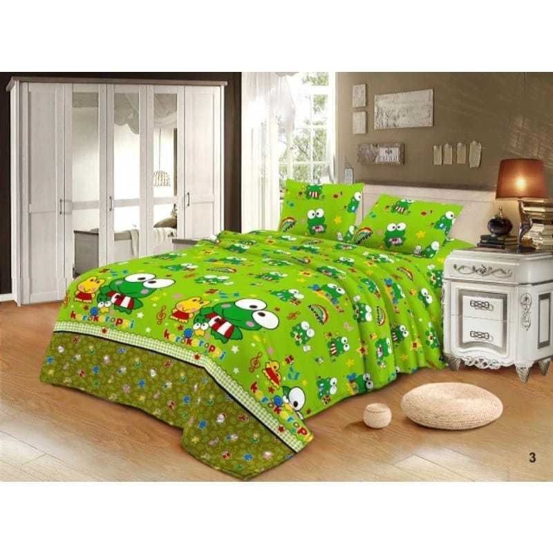 Seprei set karakter termurah NO 1 motif keroppi size 180x200 160x200 120x200 katun premium tidak lun