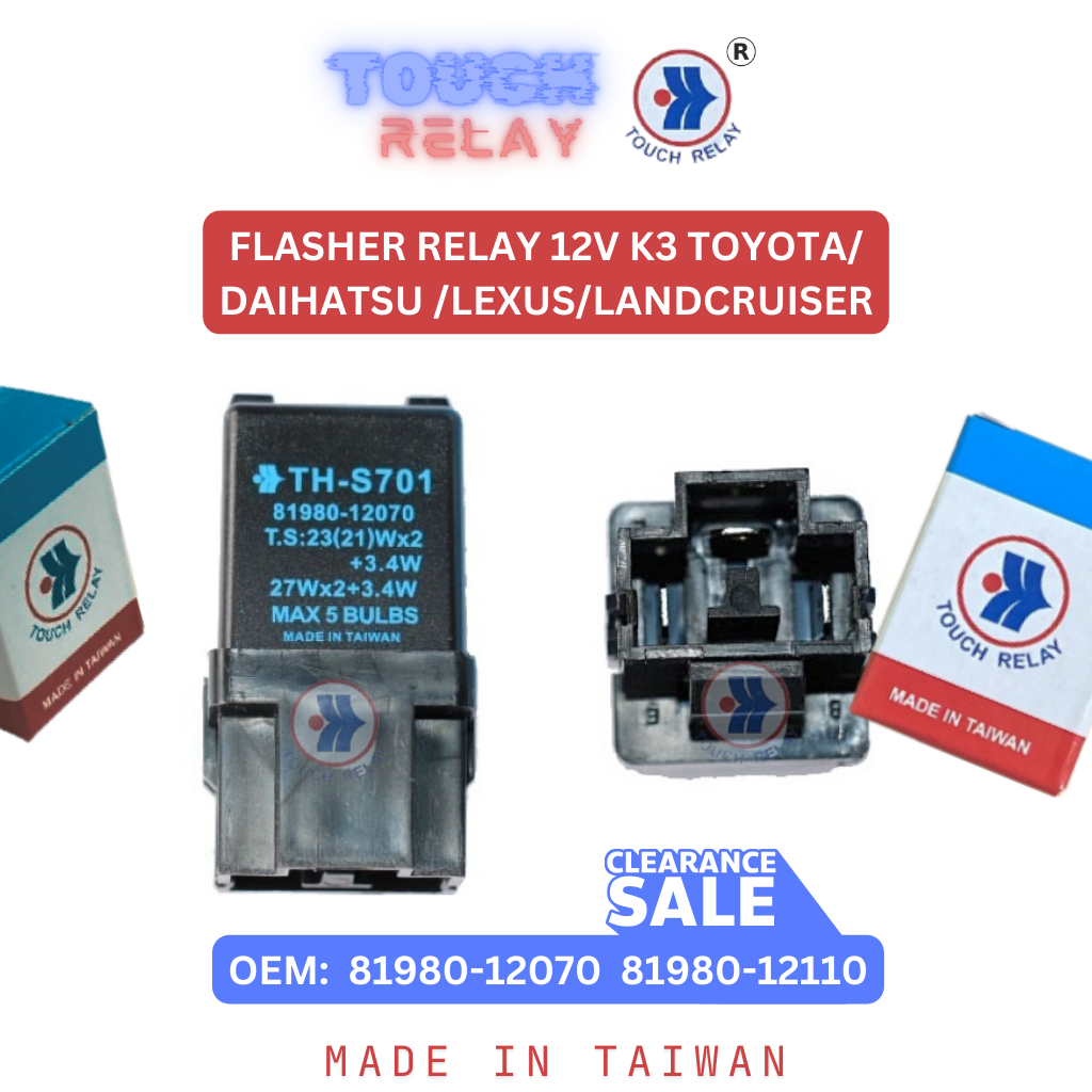 FLASHER RELAY 12V K3 TOYOTA/ DAIHATSU /LEXUS/LANDCRUISER OEM 81980-12070 81980-12110 TOUCH RELAY
