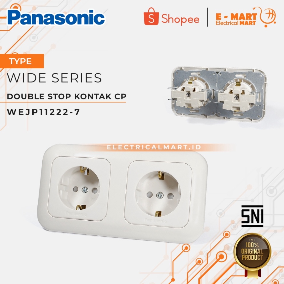 PANASONIC Double Stop kontak  Stop kontak CP WEJ 11222 White Stop Kontak 2 Gang w J5K4