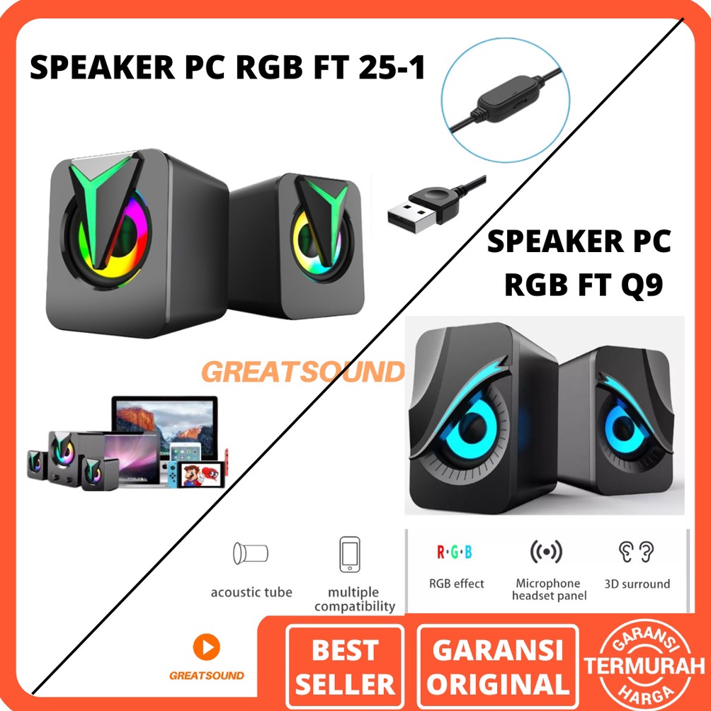 Speaker Komputer Gaming RGB Speaker PC EYE FTQ9 Speaker RGB FT251 Speaker Gaming PC Speaker PC Gamin