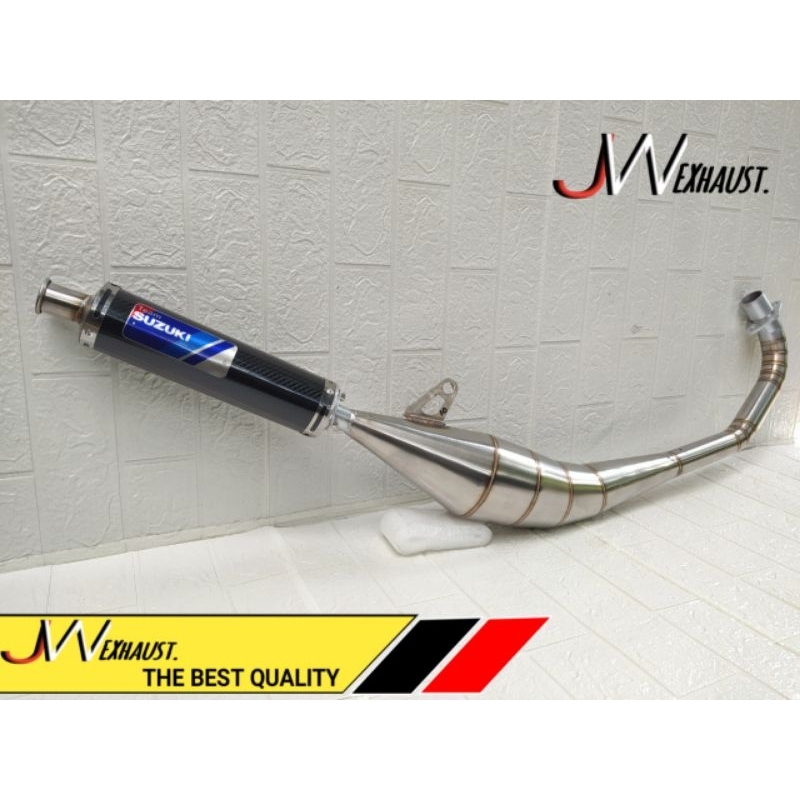 Knalpot Suzuki satria 2tak carbon satria hiu lumba team suzuki
