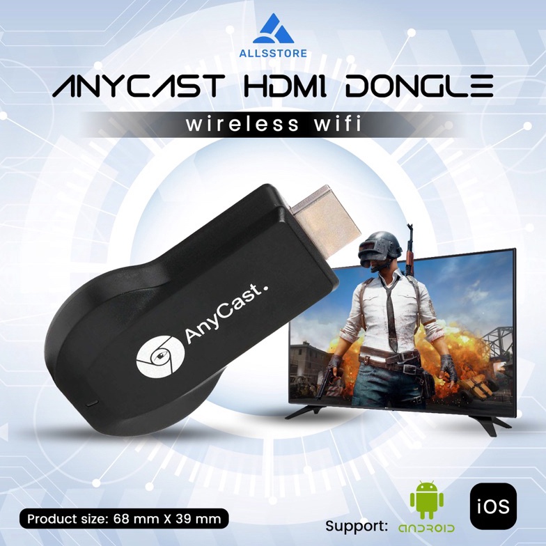 ANYCAST HDMI DONGLE WIFI DISPLAY  MIRACAST HP KE TV  ALAT PENGHUBUNG HP KE TV LED  TV WIRE RECEIVER 
