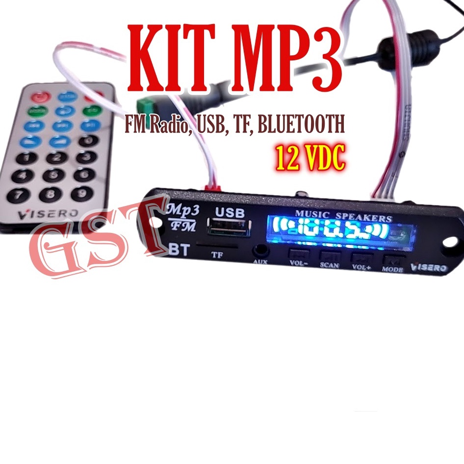 kit mp3 bluetooth visero 12V aux USB TF FM player modul p B6W3