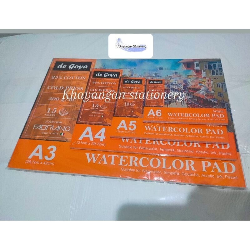 

de Goya Watercolor Pad Cold Press 300gsm | Buku Cat Air 300 gsmA6/A5/A4/A3