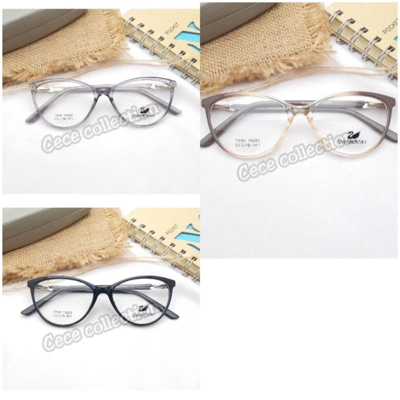 fashion wanita kacamata cat Eye 19282 frame plastik lensa photocromic antiradiasi uv