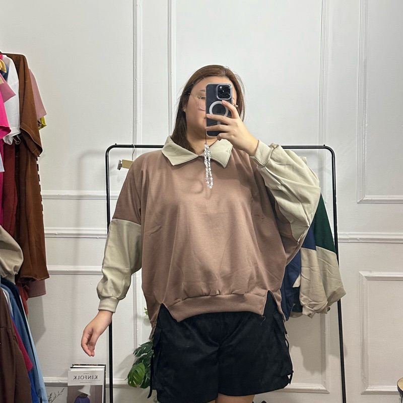 SWEATER TWO TONE KERAH LD 140cm