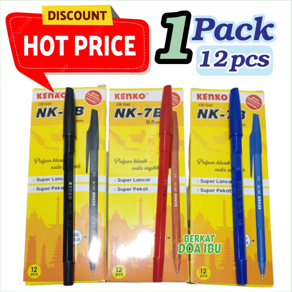 

PULPEN Kenko Oil Gel Pen 0.5mm PEN NK-7B Harga 1 Kotak isi 12 pcs