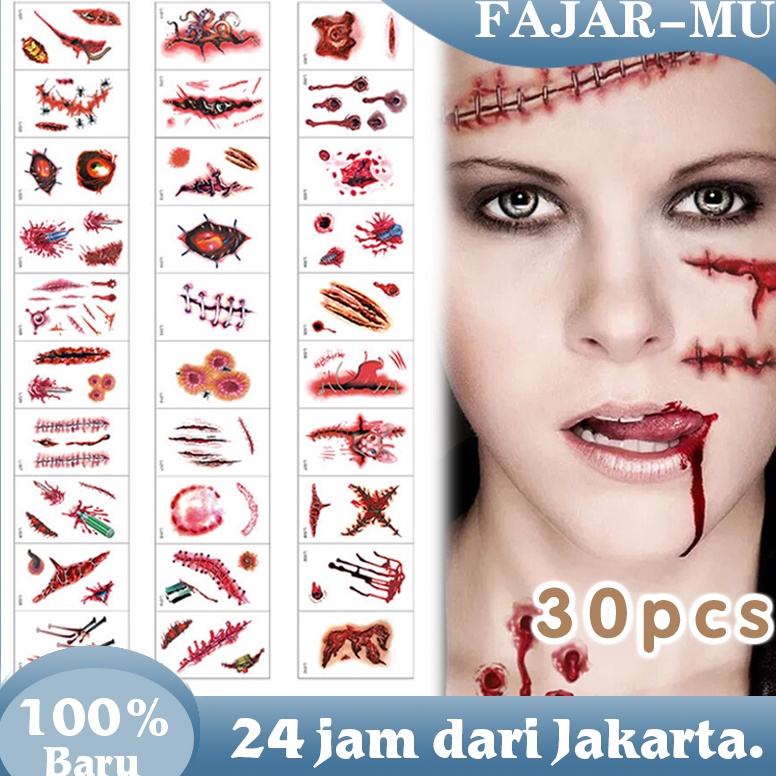 KODE O36U Tato Luka Memar Tato Halloween Prank Terluka Jahitan Scar Wax Makeup Luka Darah Make Up Ha