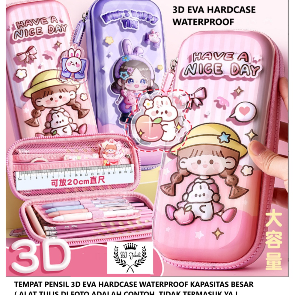 

KODE E54T Kotak pensil tempat pensil KBX original happy time 3D hardcase waterproof