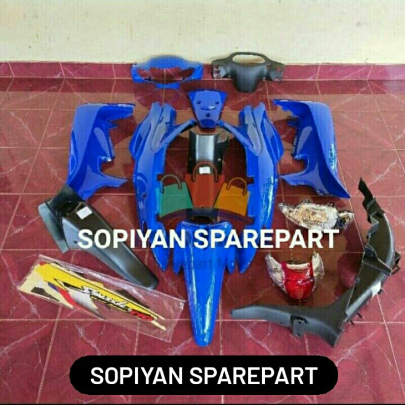 COVER FULL SET BODY HALUS KASAR + REFLEKTOR DEPAN BELAKANG SUZUKI SMASH 110 SR BIRU