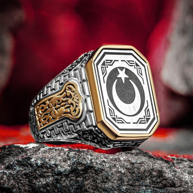 Cincin Perak Turki Model Bulan Bintang / Nabi Sulaiman Silver 925