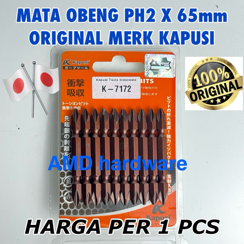 ORIGINAL KAPUSI & BENZ MATA OBENG PH2+65mm dipakai ke BOR Listrik/Cordless Screwdriver Bit Bolak bal
