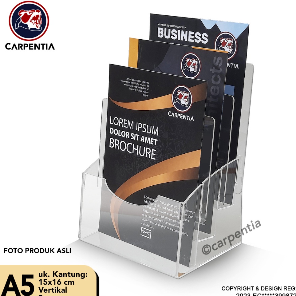 

Carpentia Tempat Brosur Akrilik 3 Tingkat uk A5 Display Flyer Tipe E 3 Susun m N1F2