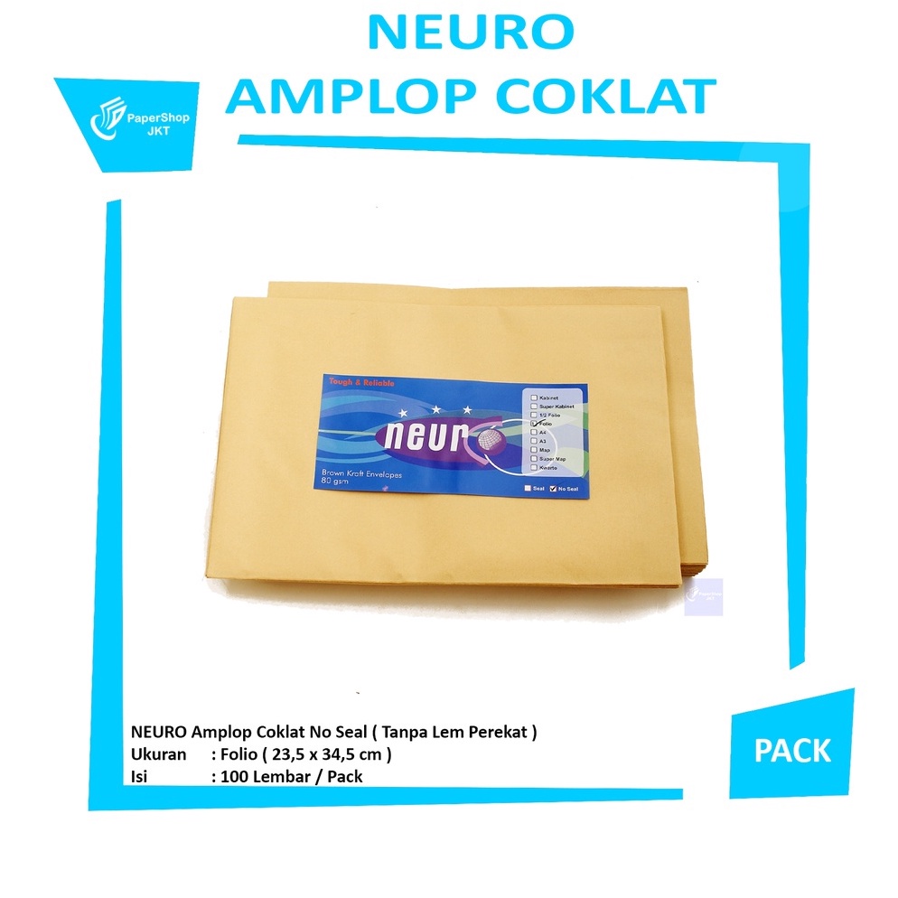 

NEURO Amplop Coklat Ukuran Folio No Seal 235 x 345 cm Pack y I4J8