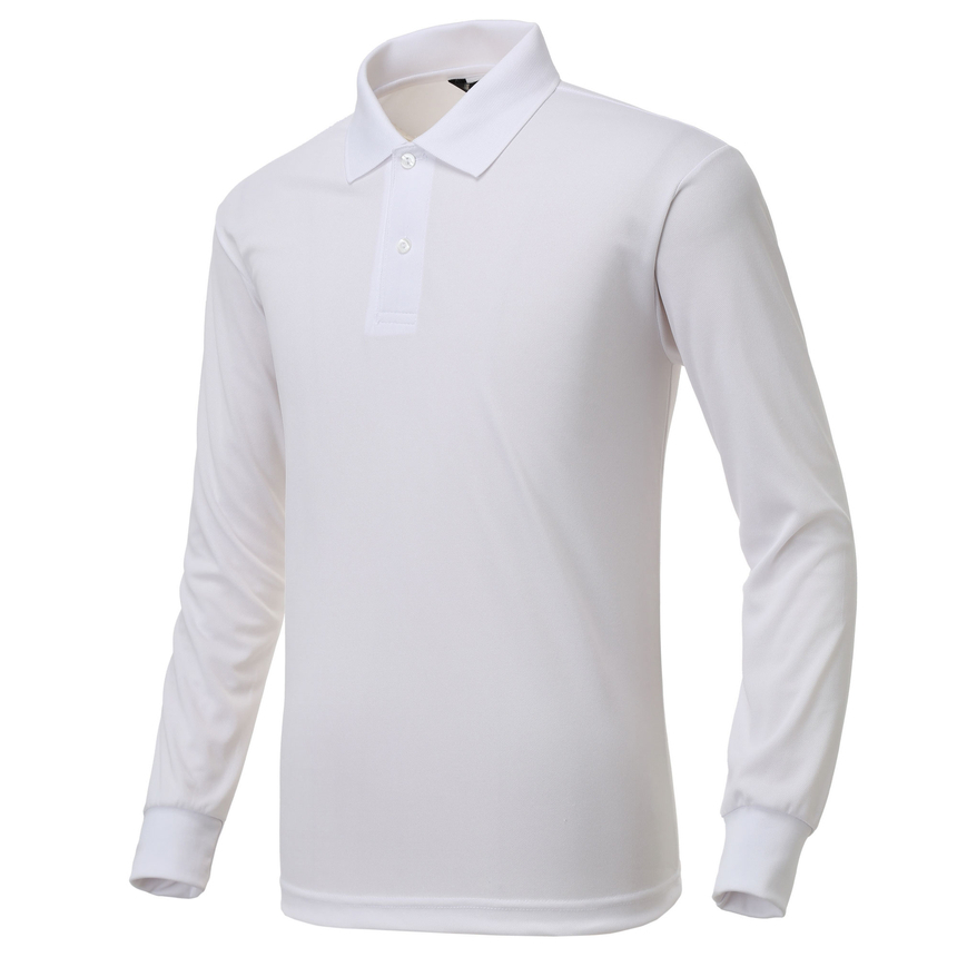 Kaos Polo Putih Polos Baju Kerah Pria Lengan Panjang
