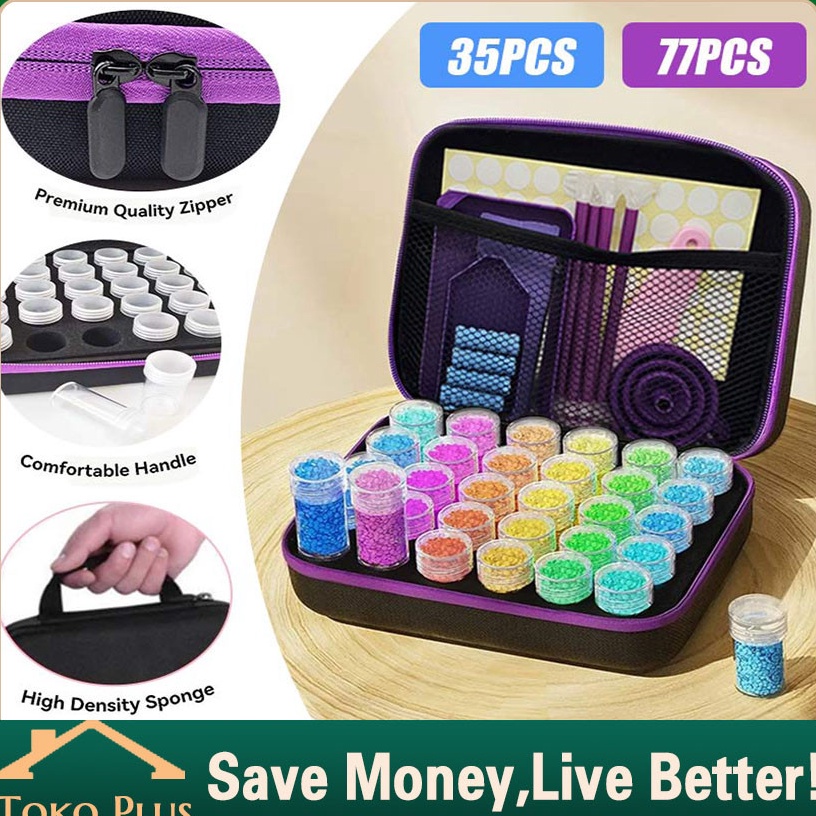 

77Pcs 5D DIY Diamond Painting Set Tool Kit Peralatan Alat Tray Pen Glue Accessories Alat Diamondpainting Beads w A1N7