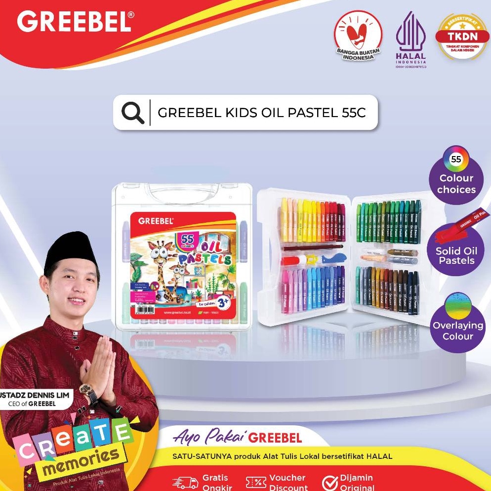 

GREEBEL Crayon Krayon Kids Oil Pastel 55 Warna 55C tdk berdebu cerah utk anak sekolah art tdk beracun f H3J8