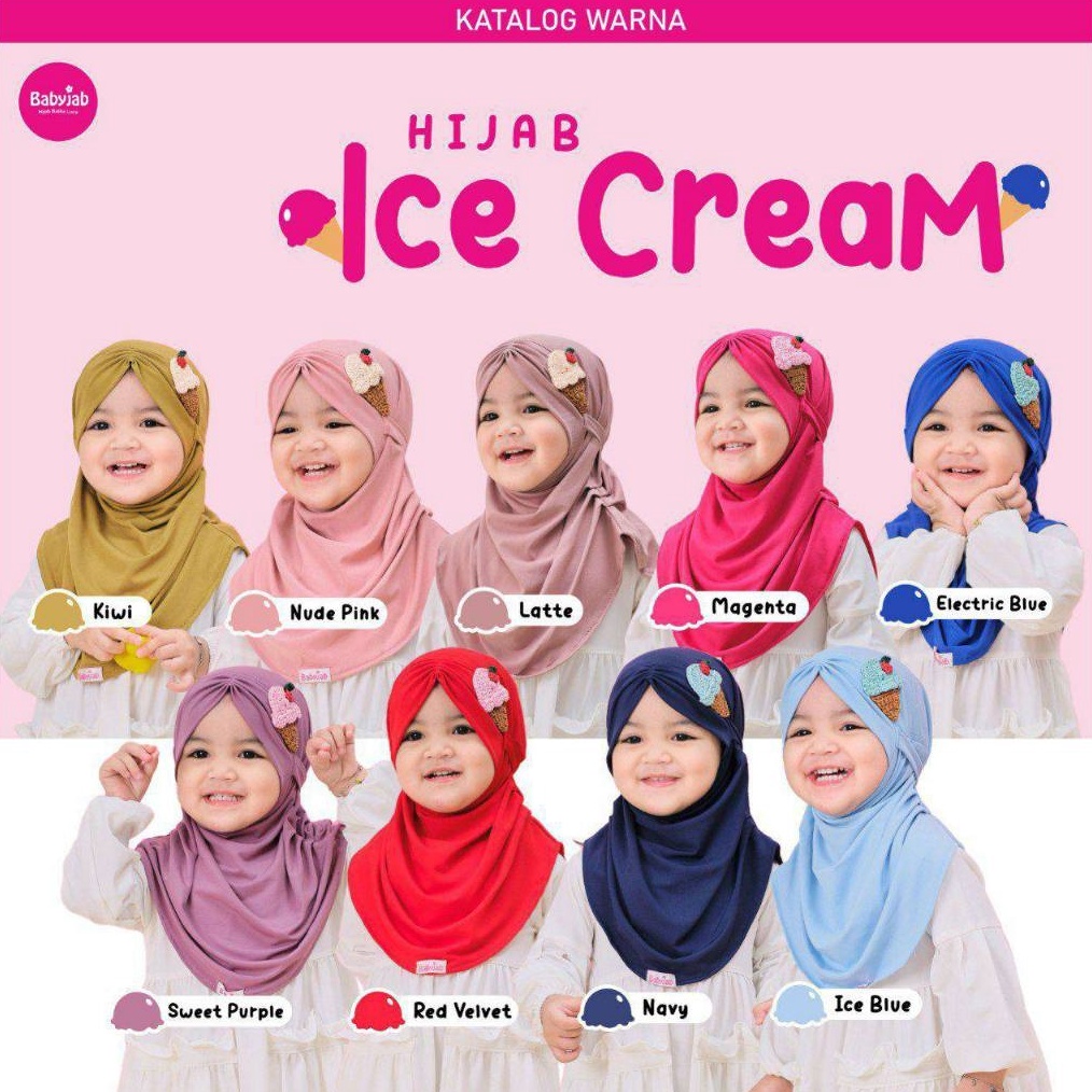 KODE A77P Babyjab Jilbab Bayi dan Anak Hijab Ice Cream