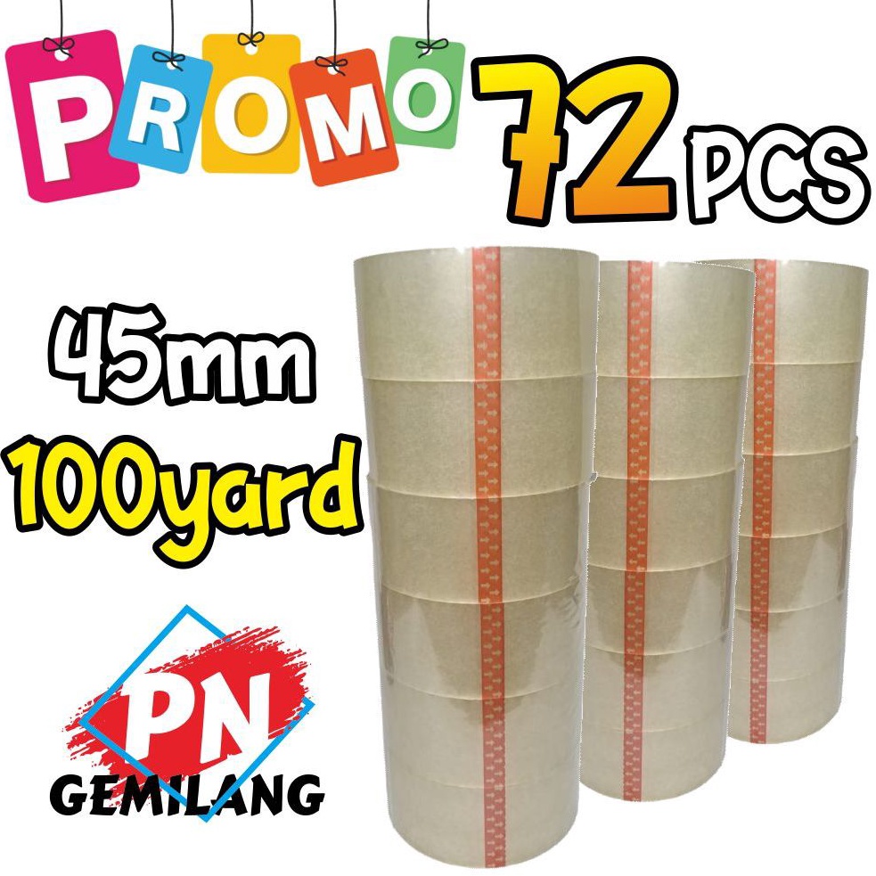 

PAKET PROMO HARGA 1 KARTON LAKBAN BENING COKLAT UKURAN 45MM X 1YARD 72 pcs r K7Y7