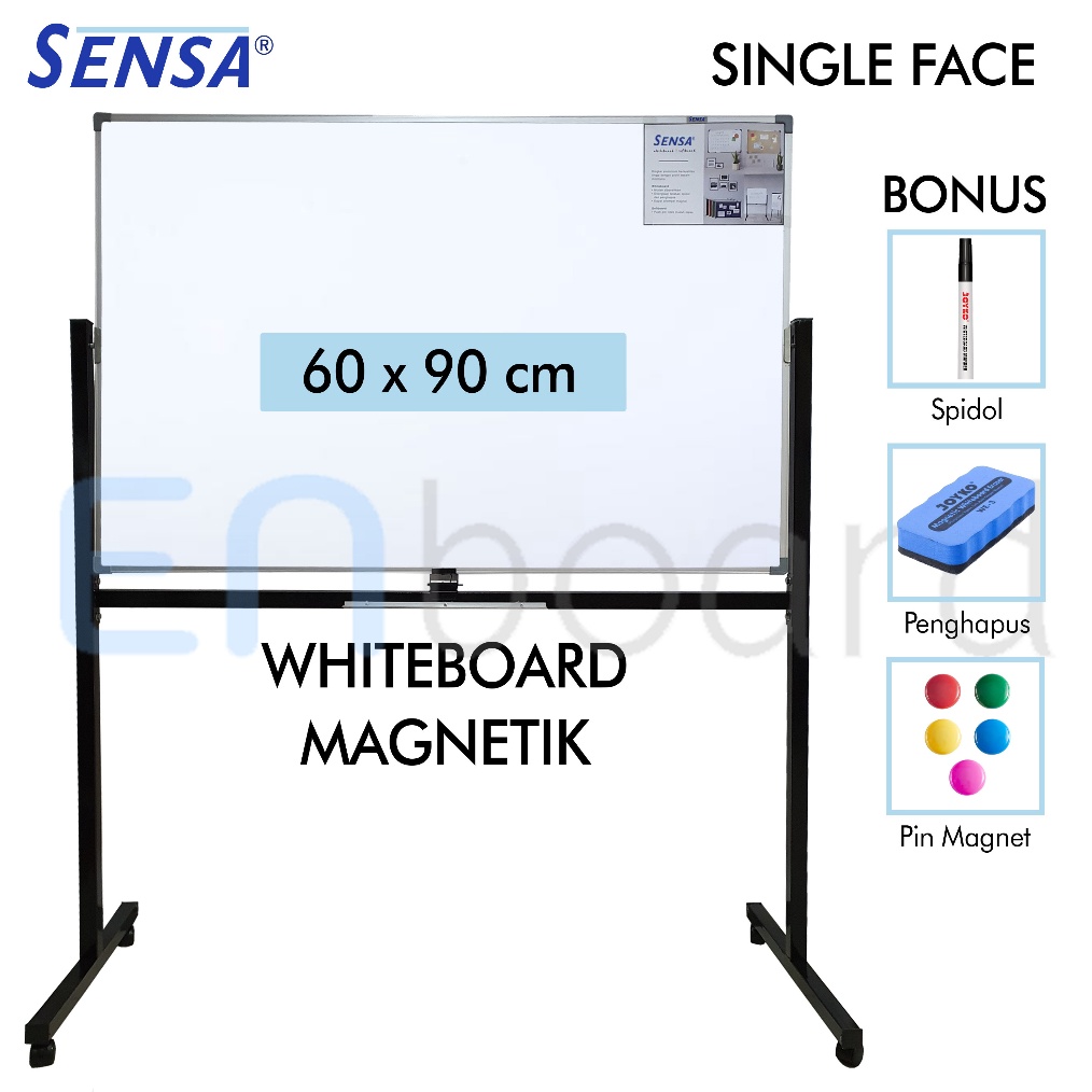 

Papan Tulis Whiteboard White Board Standing Magnet Single Face Sensa 6 x 9 cm e SA2