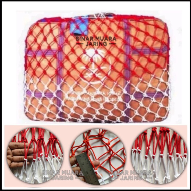 Jaring pengaman koper Bahan Tali Poy Merah Putih Jaring Koper hajijaring tanda koperJaring koper 35l