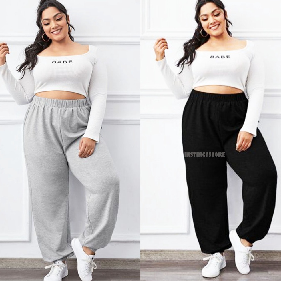 SWEATPANTS JUMBO WANITA  JOGGER PANTS PRIA WANITA UKURAN JUMBO  CELANA JOGGER WANITA JUMBO l A3D8